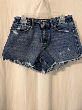 Rewash Distressed Raw-Hem Denim Shorts - Blue